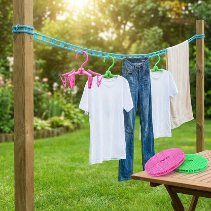 Anti-Slip Clothes Washing Line Drying Nylon Rope with Hooks