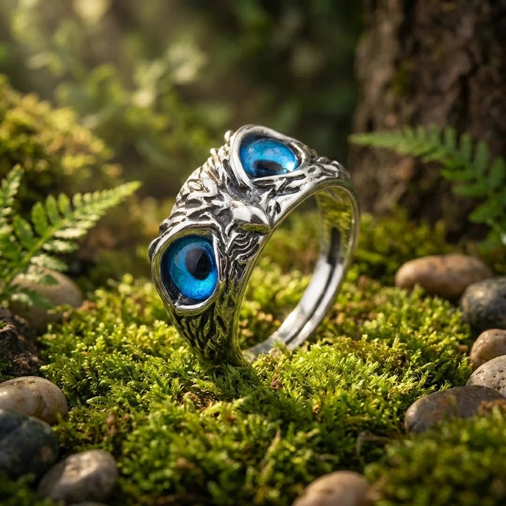 Attractive Silver Plated Owl Ring