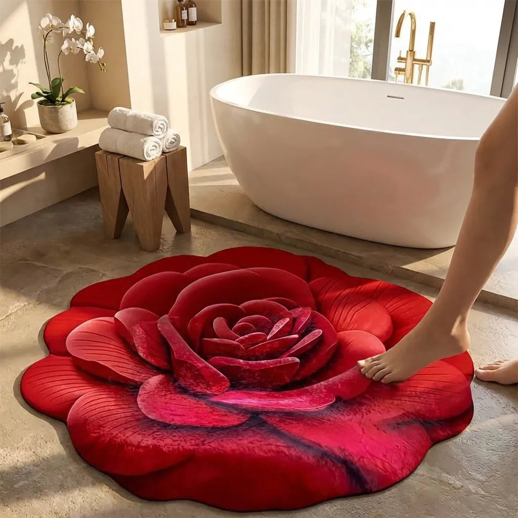 3D Flower Design Floor Mat, Quick Dry Non Slip