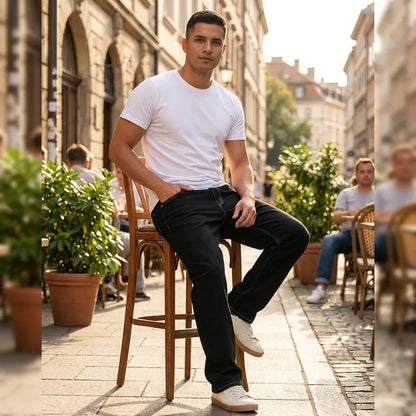 Men's Loose Fit Mid Rise Black Jeans