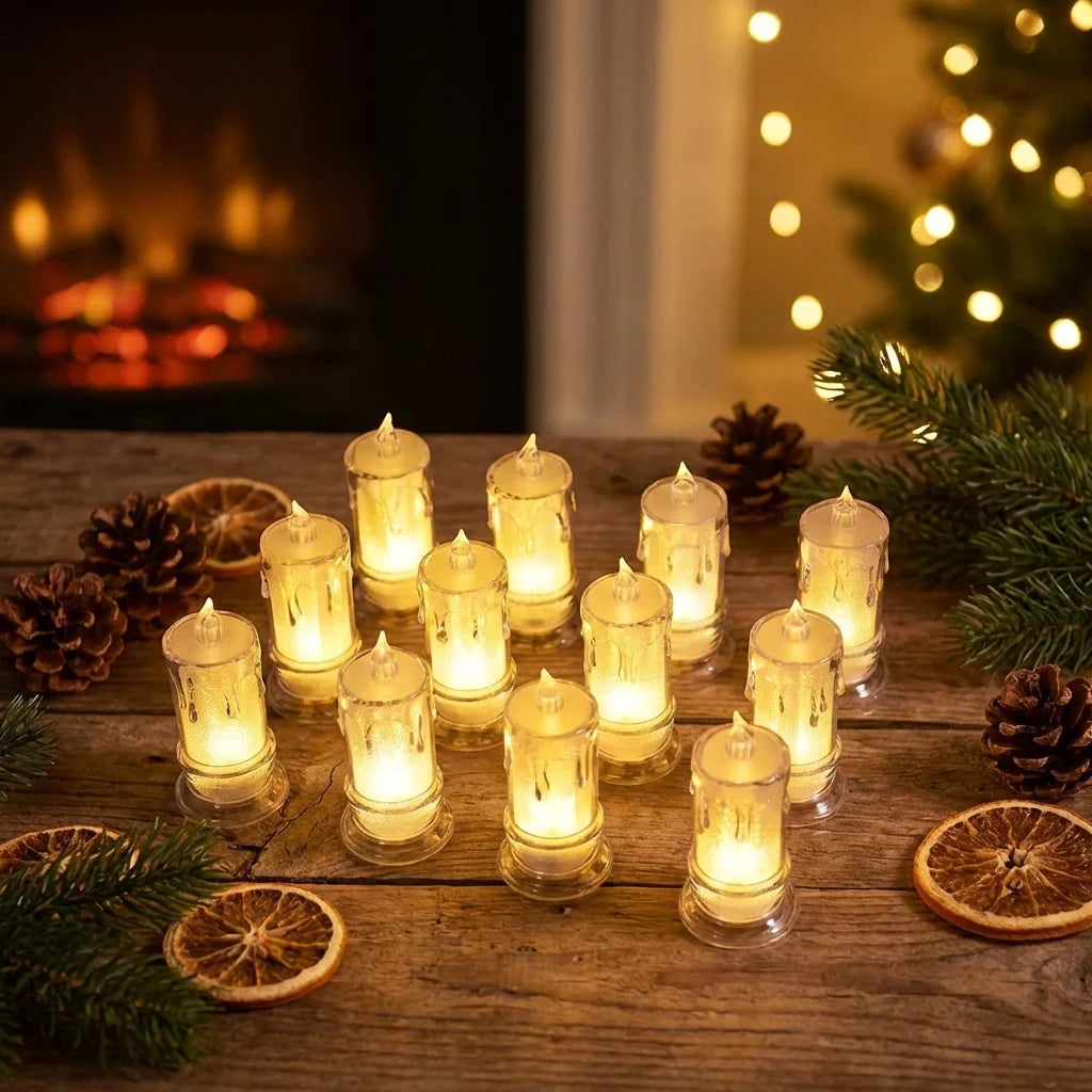 Flameless LED Candles – 12 Pcs