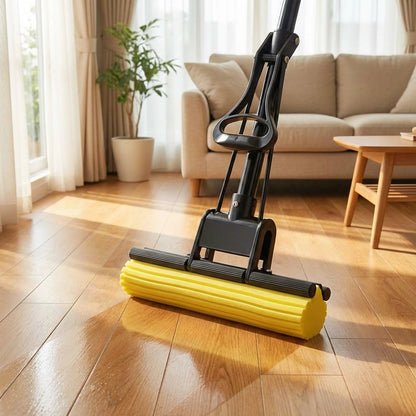 Folding Sponge Mop with Stainless Steel Handle – Easy Wring