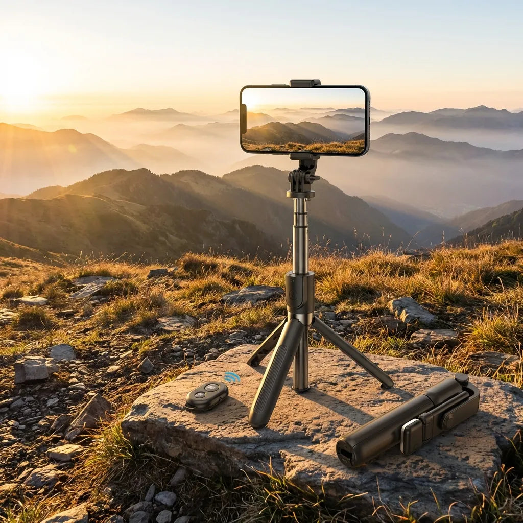 Extendable Flash 3-in-1 Selfie Stick Tripod with Bluetooth Remote