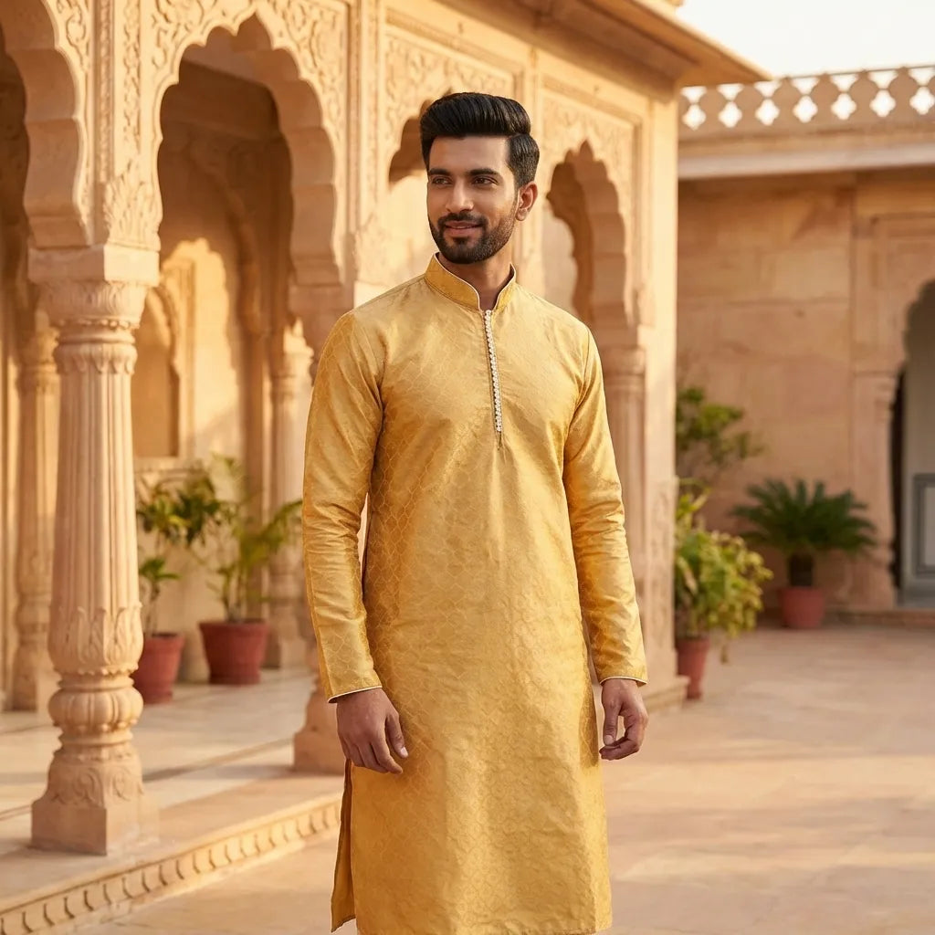 Elegant Yellow Festive Kurta