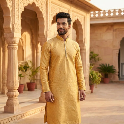 Elegant Yellow Festive Kurta