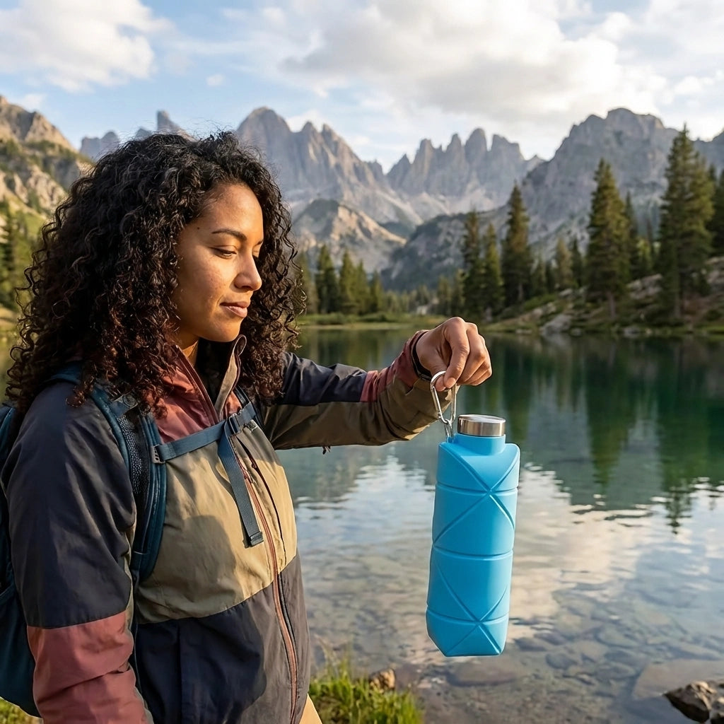 Foldable Silicone Water Bottle with Portable Buckle 700 ml (Pack of 2)