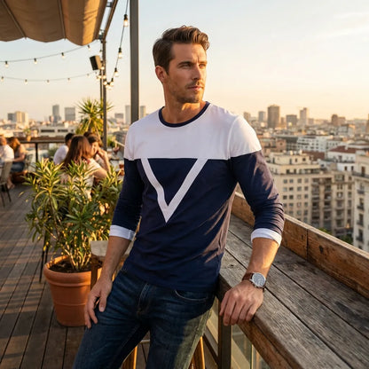 Cotton Blend Stripes Full Sleeves T-Shirts