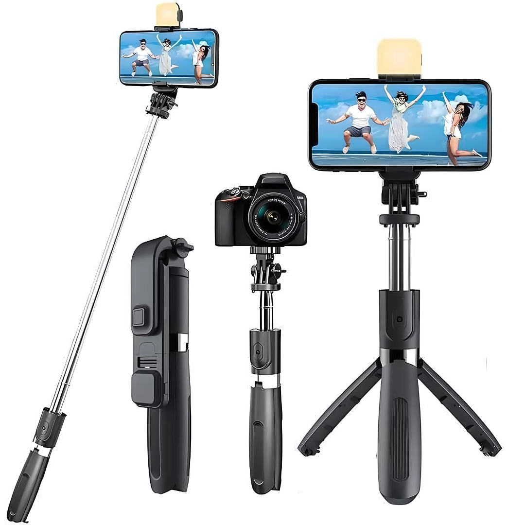 Extendable Flash 3-in-1 Selfie Stick Tripod with Bluetooth Remote