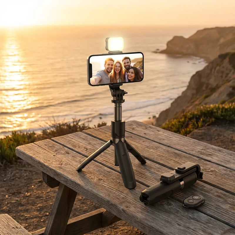3-in-1 Extendable Flash Selfie Stick Tripod