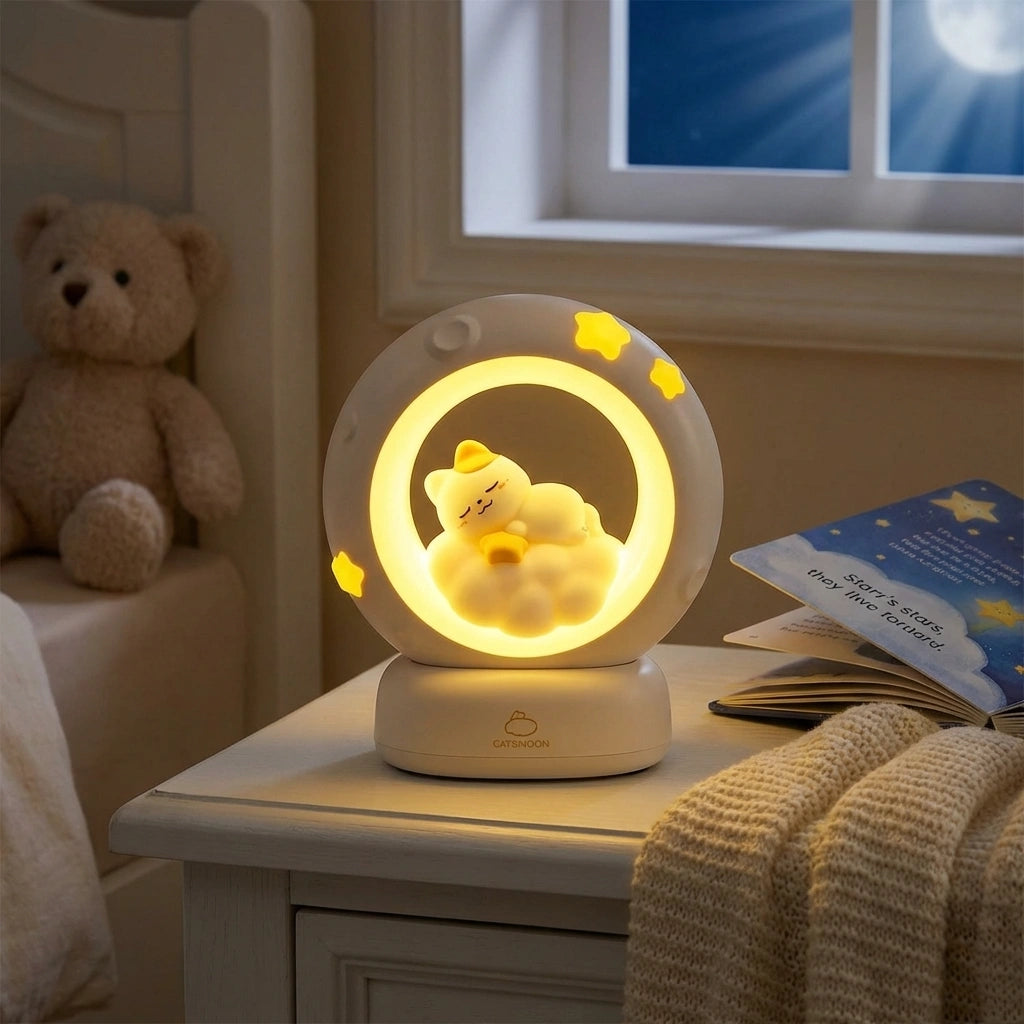 Sleeping Cat LED Night Light Lamp with Touch Control