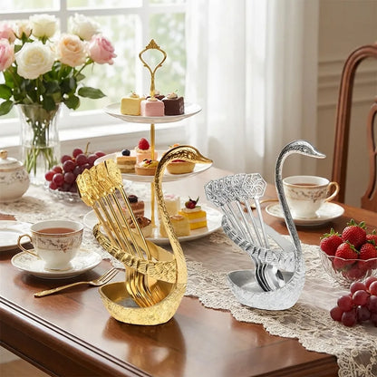 Swan Base Fork Holder With Fork Set for Kitchen & Home Decor