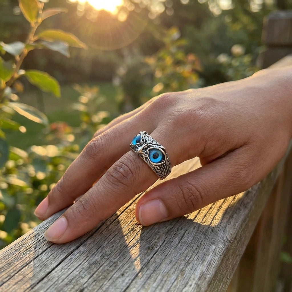 Attractive Silver Plated Owl Ring