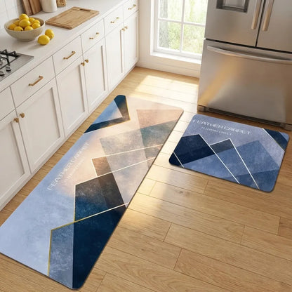 Rubber Floor Mat with Runner Geometric Pattern