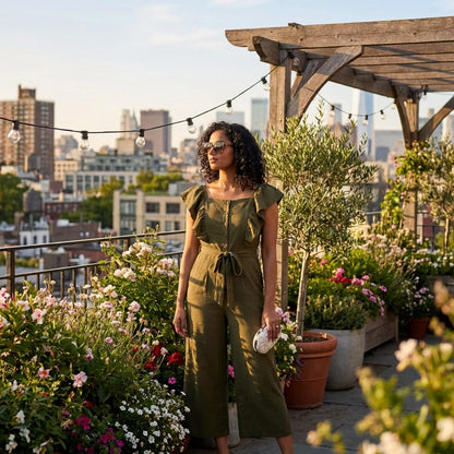 Chic Cape-Sleeve Jumpsuit