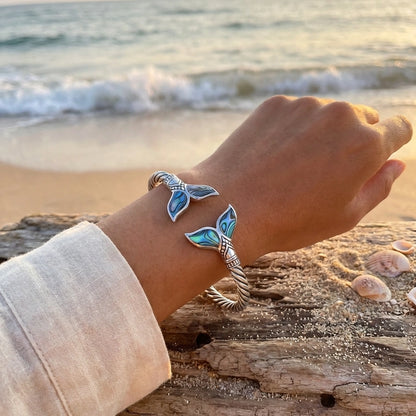 Abalone Shell Mermaid Tail Bangle Bracelet