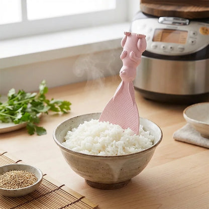 Rabbit Standing Non-Stick  Rice Spoon,Vertical Kitchen Serving Spoon (Pack of 3)
