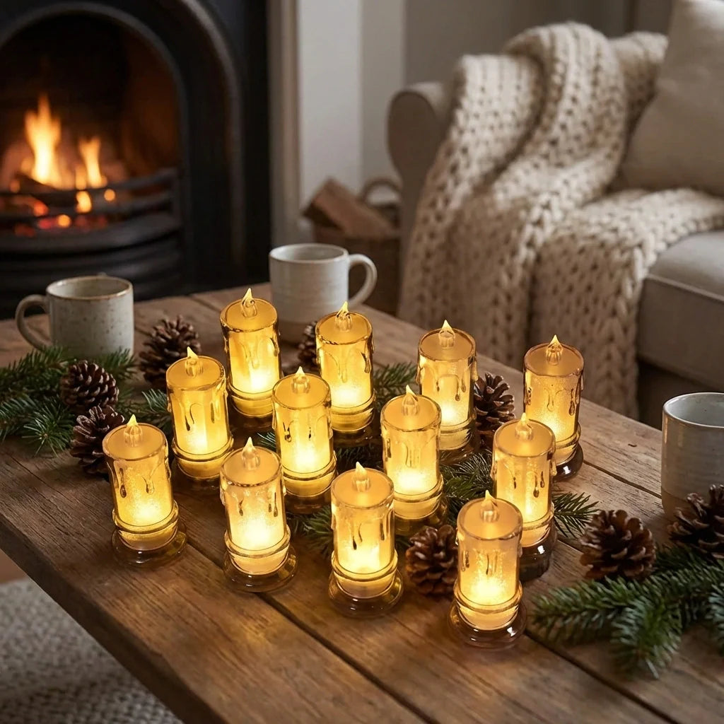 Flameless LED Candles – 12 Pcs