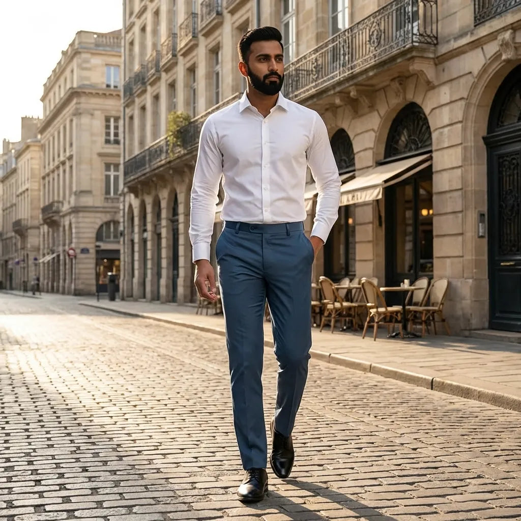 Modern Blue Formal Trousers