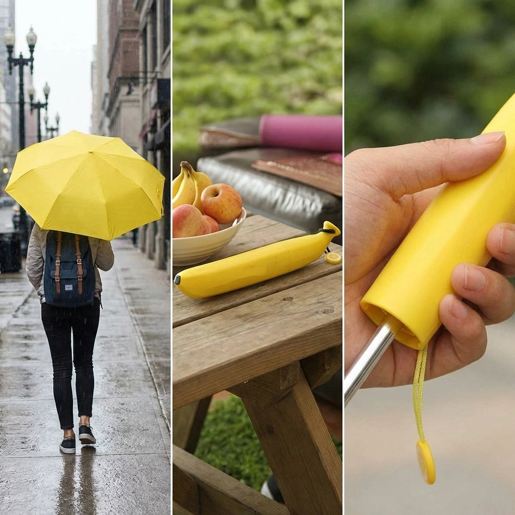 Portable Banana Shaped Rain And UV Protector Umbrella