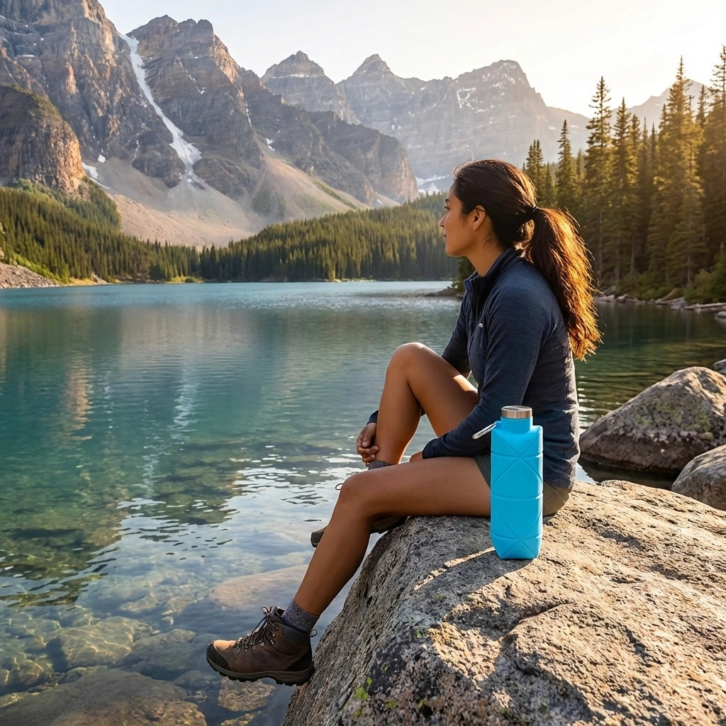 Foldable Silicone Water Bottle with Portable Buckle 700 ml (Pack of 2)