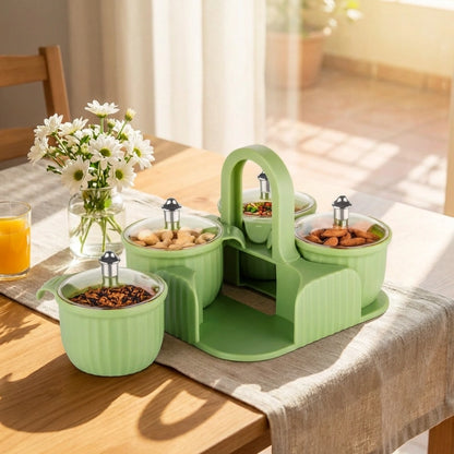 Multipurpose 4 pcs Storage Jar with Tray