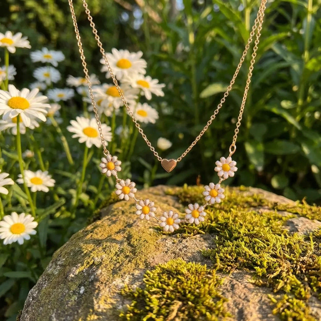 Daisy Heart Layered Necklace