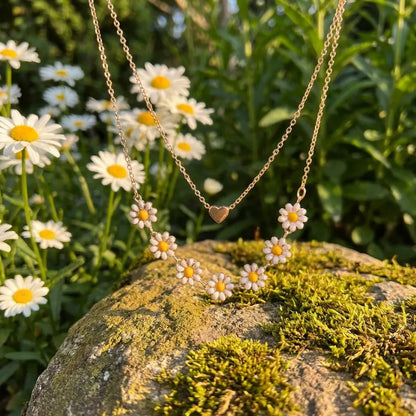 Daisy Heart Layered Necklace
