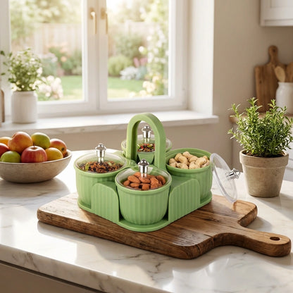 Multipurpose 4 pcs Storage Jar with Tray