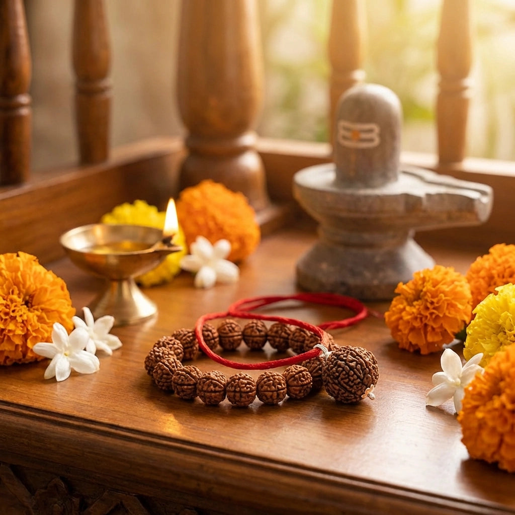Maha SHivratri Combo - 5 Mukhi Rudraksha With Bracelet