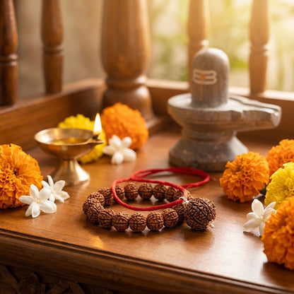 Maha SHivratri Combo - 5 Mukhi Rudraksha With Bracelet