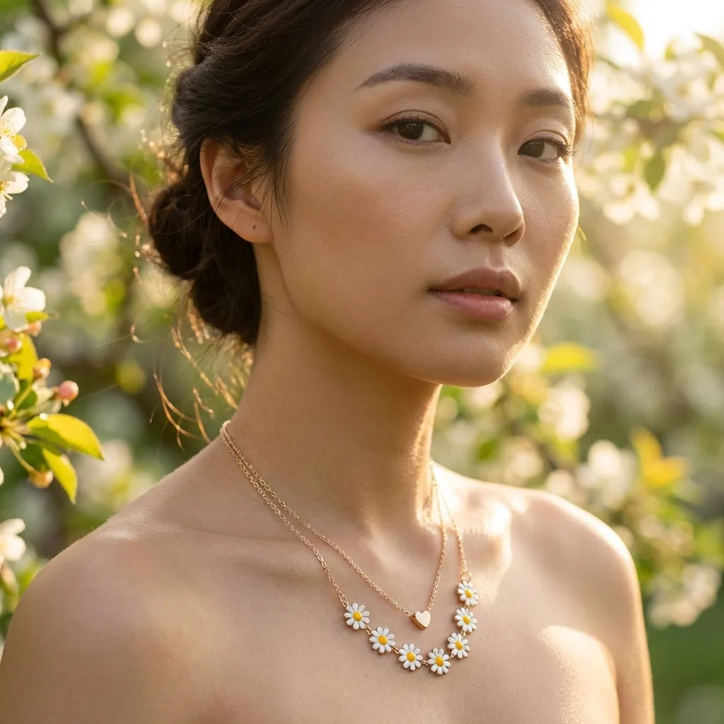 Daisy Heart Layered Necklace