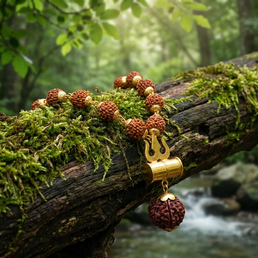 Rudraksha Chain with Trishul Pendant