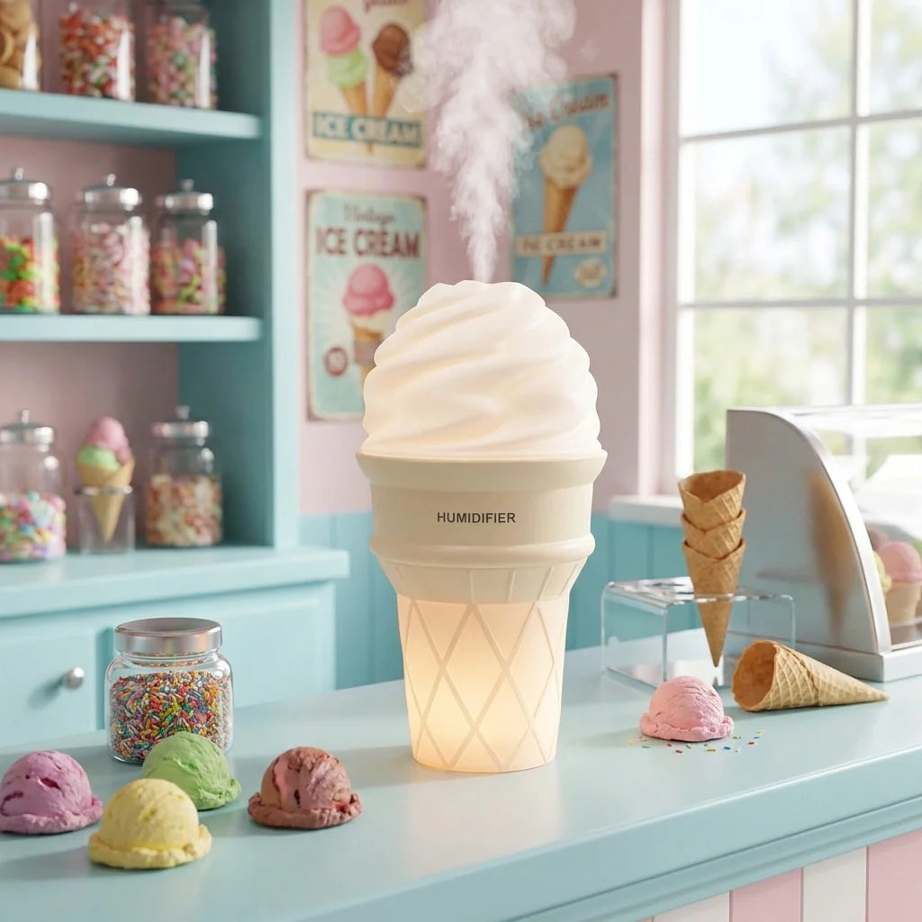 Ice Cream Cone Shape Air Freshener Humidifier (1pc  Cream Color)