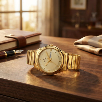 Men Gold-Toned Dial Watch