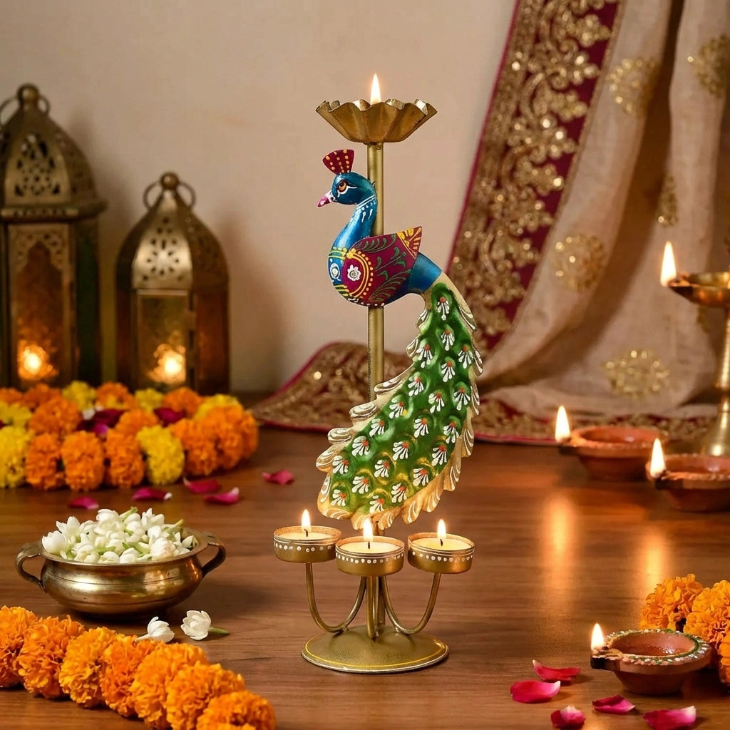 Crafted Peacock Tealight Holder