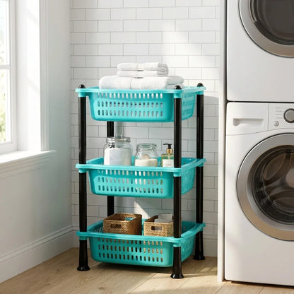 3 Layer Squre Kitchen Trolley Basket