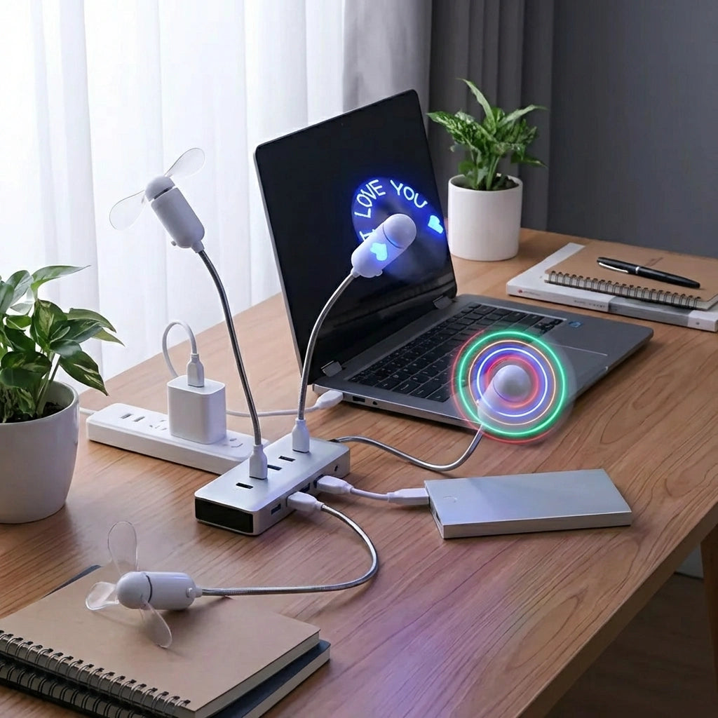 USB LED Fan with Programmable CD Customized Message