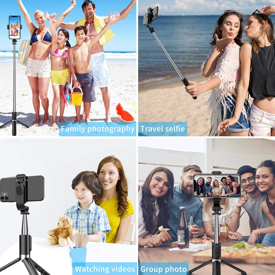 Extendable Flash 3-in-1 Selfie Stick Tripod with Bluetooth Remote