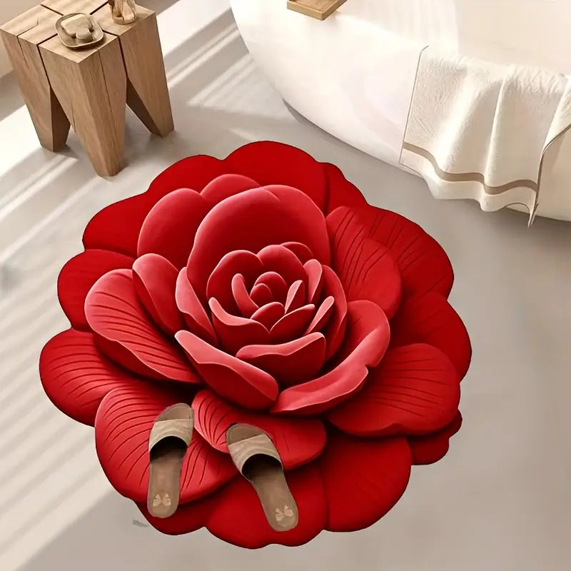3D Flower Design Floor Mat Quick Dry Non Slip (Pack of 2)