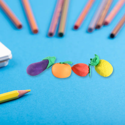 3D Fruits & Vegetables Erasers Set - Office