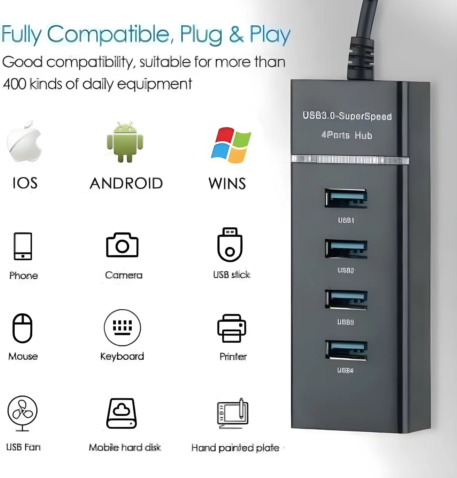 4 Port SuperSpeed USB Hub Electronics