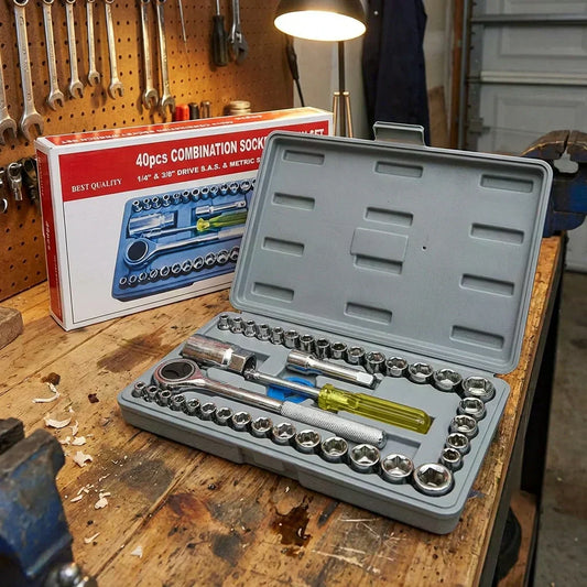 40 In 1 Pcs Tool Kit & Screwdriver, Socket, Wrench Set
