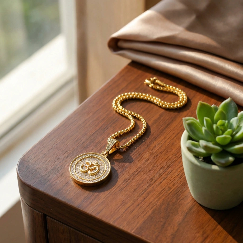 Om Symbol Pendant With Chain