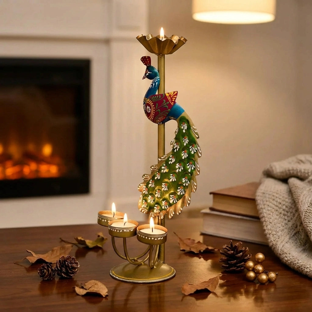Crafted Peacock Tealight Holder