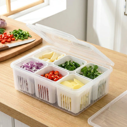 6 Grid Fridge Storage Boxes Containers