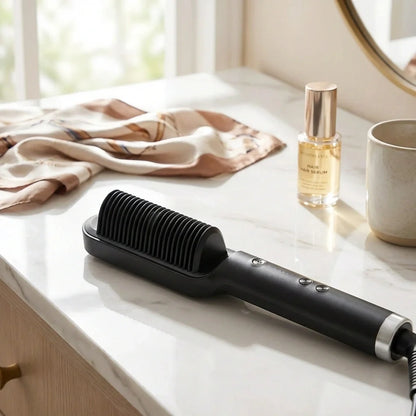 Hair Straightener Used While Massaging Head