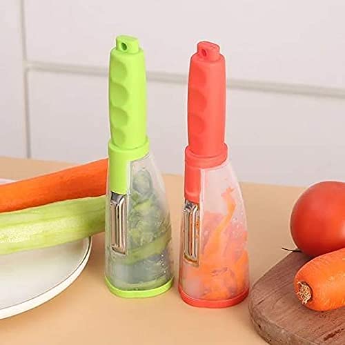Vegetable and Fruit Peeler with Container – Stainless Steel Blade