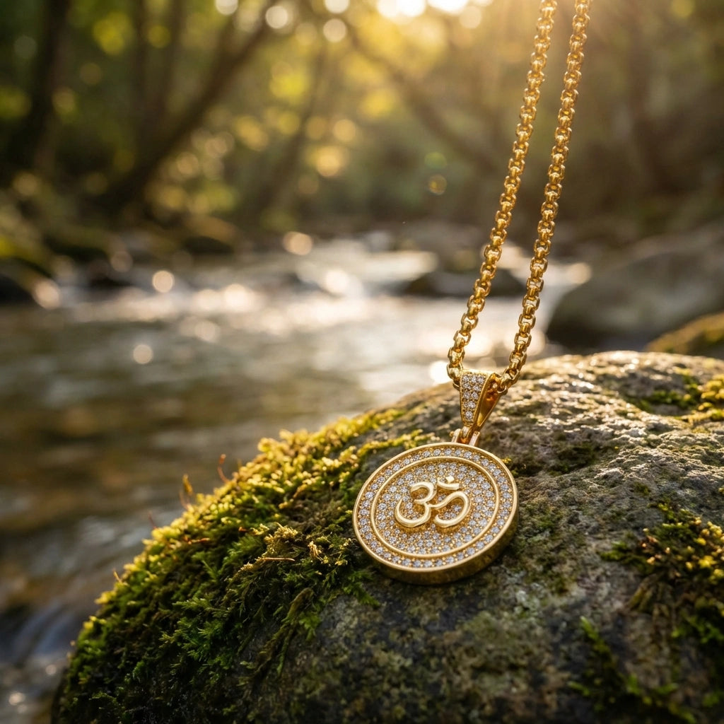 Om Symbol Pendant With Chain