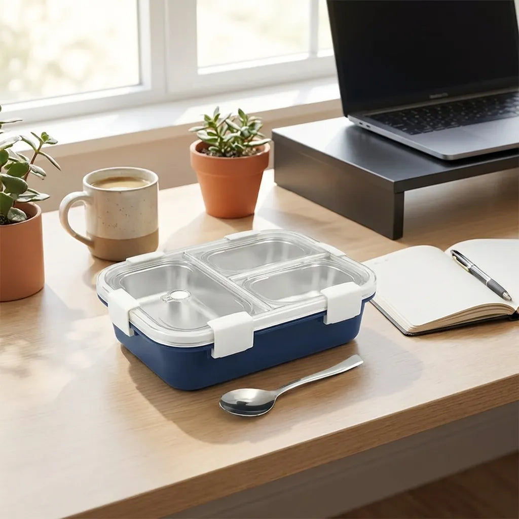 3-Compartment Stainless Steel Lunch Box