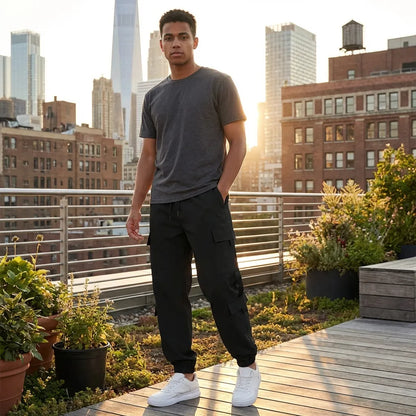 Men's Solid Cargo Pant Black